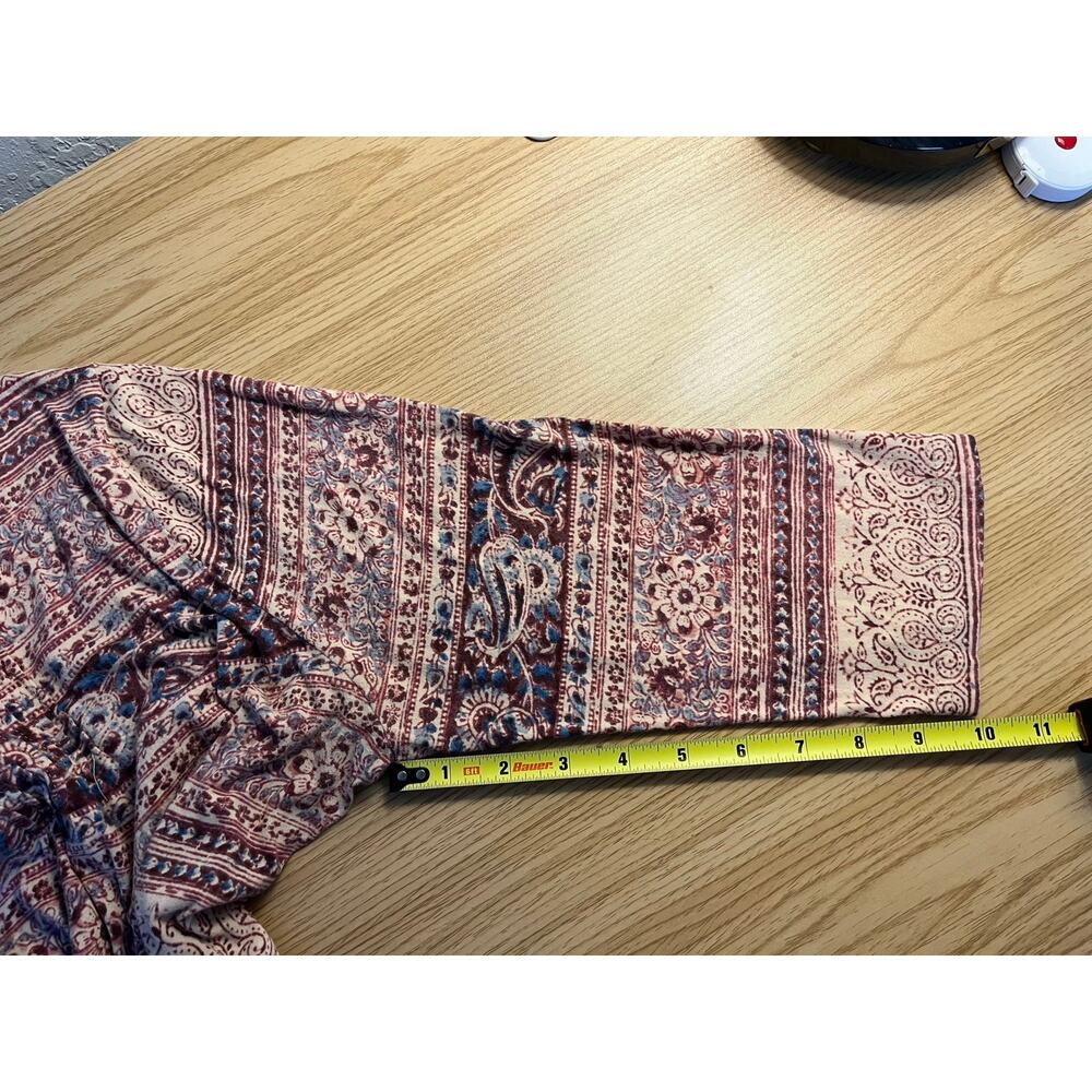 Chaps Women's 1X Paisley Boho Peasant Blouse Tie Neck 3/4 Sleeve Plus Size - Picture 10 of 10